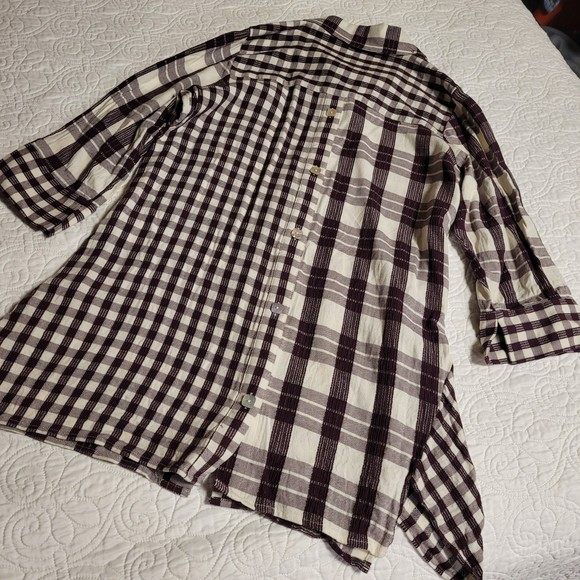 Soft Surroundings Huntleigh Plaid Gingham Asymmetrical Twill Tunic Size Medium - Picture 6 of 12